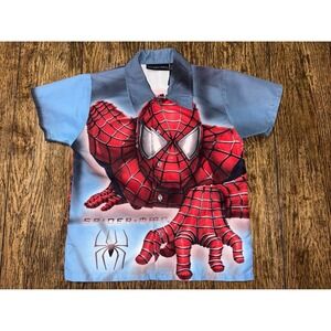 Vintage 2002 Marvel Spiderman Movie Double Sided Button Up Shirt boys size 5/6